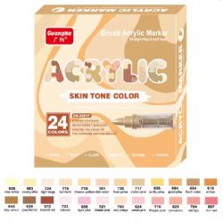 GUANGNA – ENSEMBLE DE 24 MARQUEURS ACRYLIQUES À POINTE PINCEAU - COULEURS PEAU